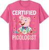 Funny Pig Farm Piggy Farmer Farming Gifts DAIMMER Certified Pigologist T-Shirt - Pink Heather