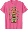 St Patricks Day Highland Cow Lucky Irish Shamrock Funny St Patrick's Day Highland Cow Lucky Shamrock Irish T-Shirt - Pink