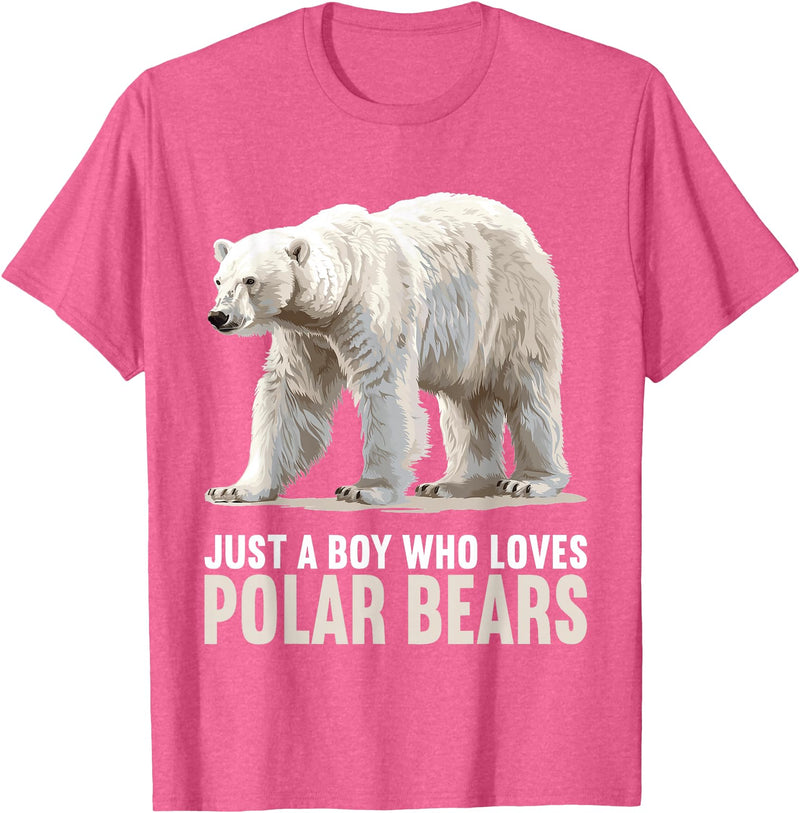 Polar Bears Polar Bear Lovers Shop Just a Boy who loves Polar Bears Polar Bear T-Shirt - Pink Heather
