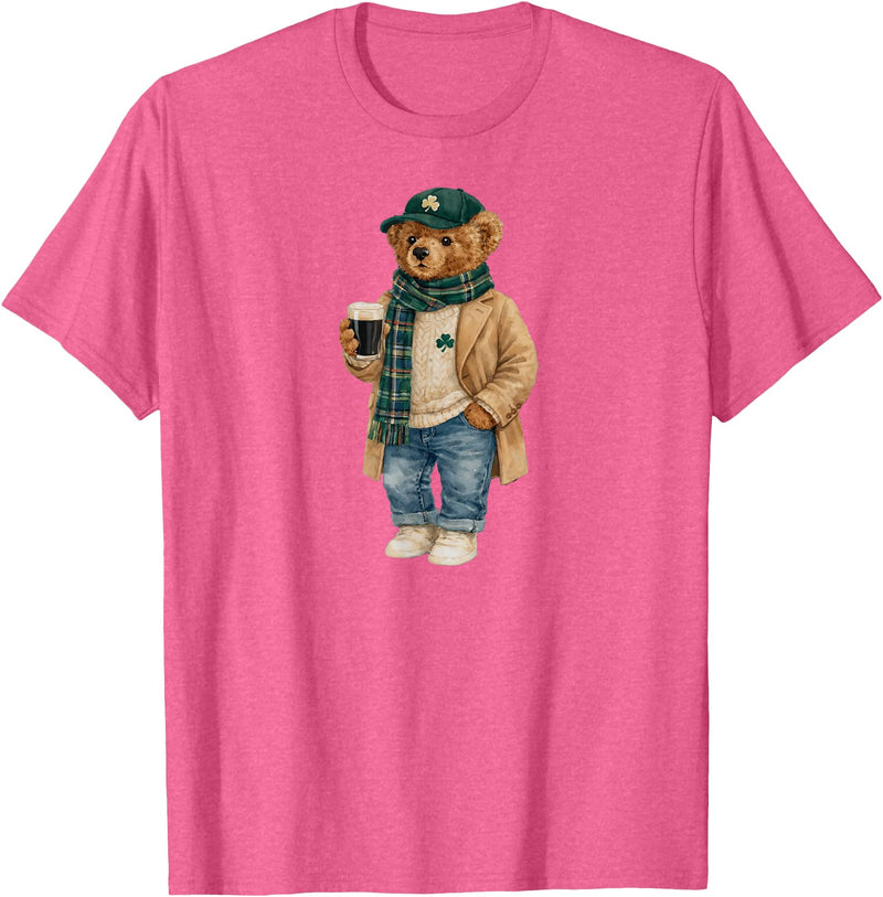 Lucky Teddy Bear St Patricks Day Irish t -shir t Lucky Teddy Bear St Patricks Day Irish T-Shirt - Pink Heather