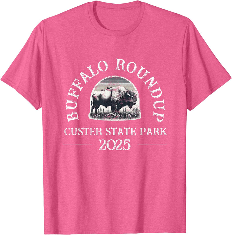 Southridge Design 2025 Custer State Park Buffalo Roundup - Distressed T-Shirt - Pink Heather