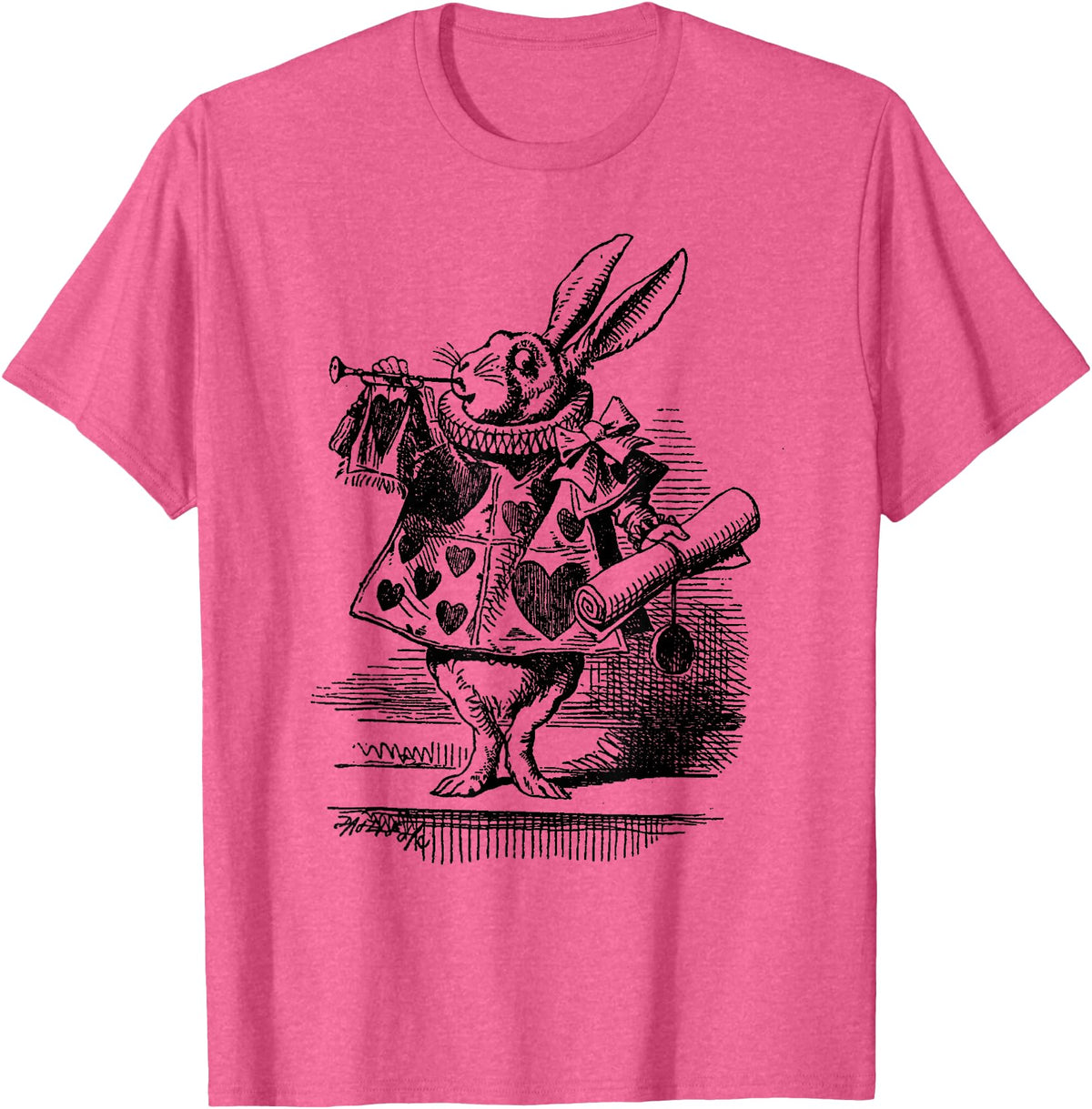 Cute Rabbit Lover Bunny Graphic T-Shirt (Slate Grey) in Pink Heather