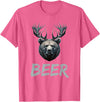 Bear With Antlers Drinker Party Deer Beer Beer Bear Deer Grizzly Bear With Antlers Beer T-Shirt - Pink Heather