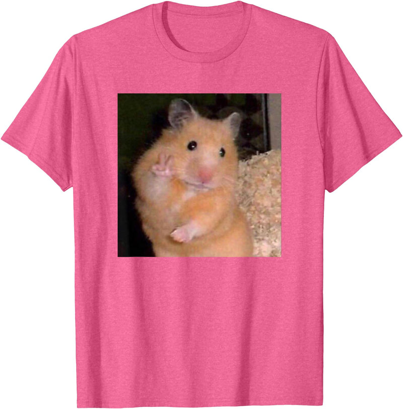 Hamster Meme Peace Sign Funny Pet Owner Trendy T-Shirt - Pink Heather