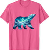 Arctic Wildlife Aurora Borealis Polar Bear Nature Northern Lights Polar Bear Arctic Landscape T-Shirt - Pink Heather