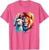 Christian Clothing Lion And Lamb Christian Art Lion And Lamb Geometric Christian Clothing T-Shirt - Pink Heather