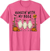 Retro Hangin’ With My Boos Funny Ghost Halloween T-Shirt - Pink Heather