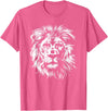 Älion. lion. Kids Unisex Black Lion Graphic Modern V-Neck T-Shirt - Pink Heather