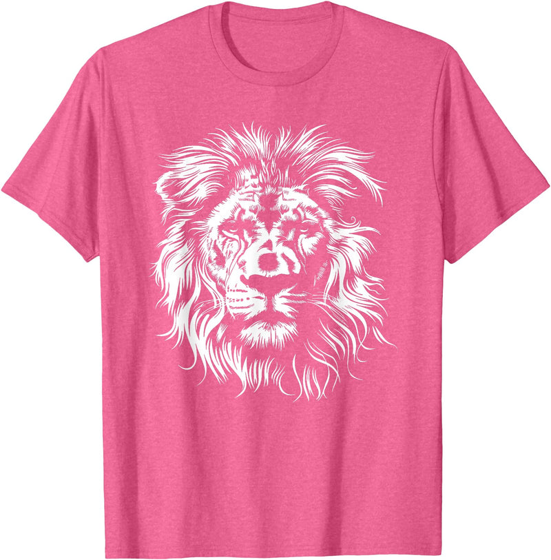 Älion. lion. Kids Unisex Black Lion Graphic Modern V-Neck T-Shirt - Pink Heather