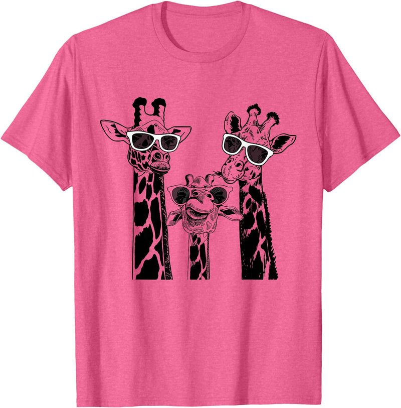 Cool Giraffe Summer Vacation Giraffe Family Matching Summer Sunglasses Vacation Safari T-Shirt - Pink Heather