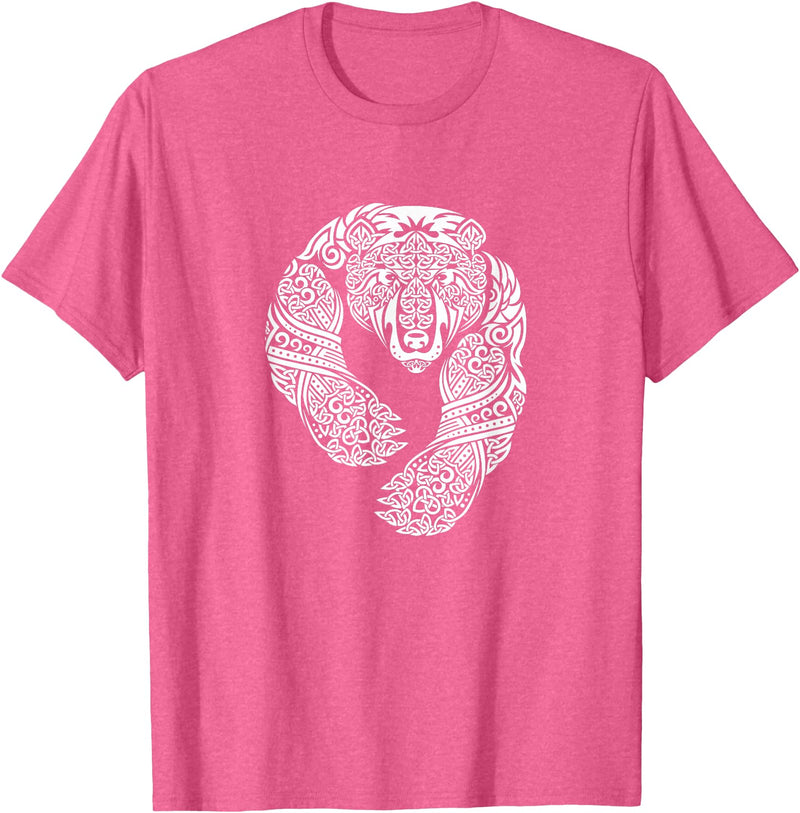 CELTIC KNOTWORK TRIBAL TATTOO BEAR TEES CELTIC KNOTWORK TRIBAL TATTOO BEAR T-SHIRT T-Shirt - Pink Heather
