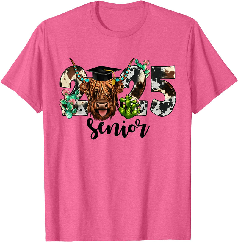 Cow 2025 Senior Class Of 2025 Graduation 2025 T-Shirt - Pink Heather