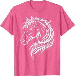 Horse Silhouette Farm Animal Graphic Horses Cute Horse Silhouette Art Equestrian Farm Animal Horse Lover T-Shirt - Pink Heather