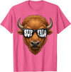generic Buffalo with Sunglasses Wildlife Graphic for Men Women Kids T-Shirt - Pink Heather