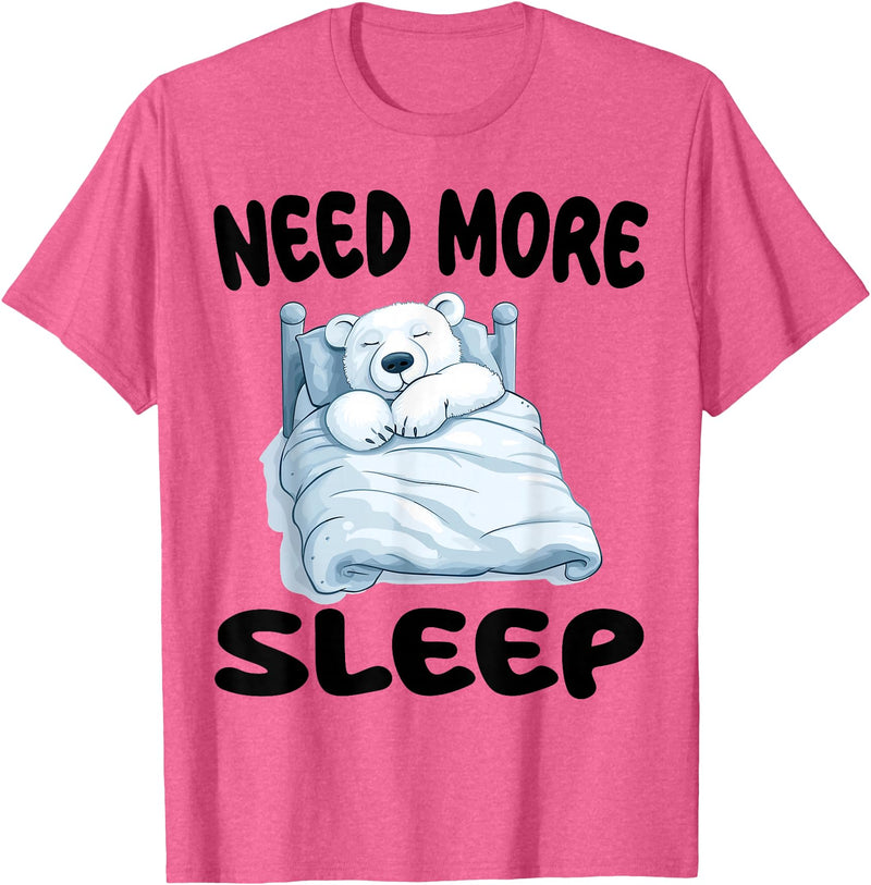 Polar Bear Pajamas & Nightgown .Co Cute Polar Bear Need More Sleep Pajamas Nightgown T-Shirt - Pink Heather