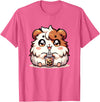 Cute Kawaii Animals Drinking Boba Tea Co. Cute Kawaii Chibi Guinea Pig Drinking Boba Tea T-Shirt - Pink Heather