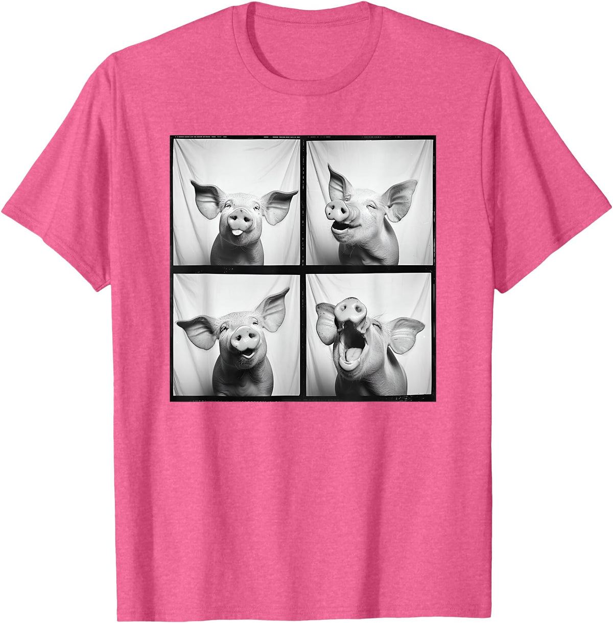 Piglet Farm Nature Photography Men Women Kids Happy Pig Face Portrait Hog Farmer Funny Farm Animal T-Shirt - Pink Heather