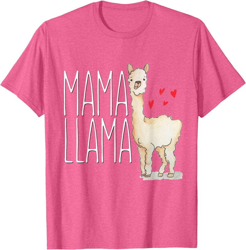 Llama Family Tees NYC Mama Llama Gift Funny Matching Family Tribe Mom Mommy Mum T-Shirt - Pink Heather