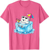 Cool Polar Bear Summer Ice Cube Relax Chill Polar Bear On Ice Cube Summer Vacation T-Shirt - Pink Heather
