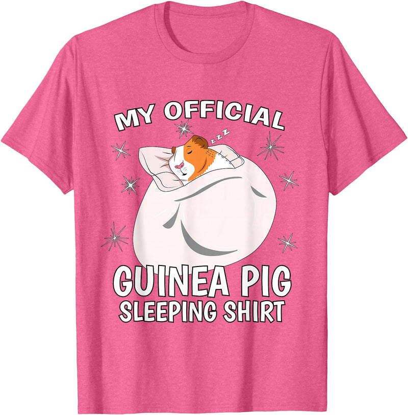 Guinea Pig Sleeping Wear Women, Men & Kids My Official Sleeping Shirt PJ Pajama Top Guinea Pig T-Shirt - Pink Heather