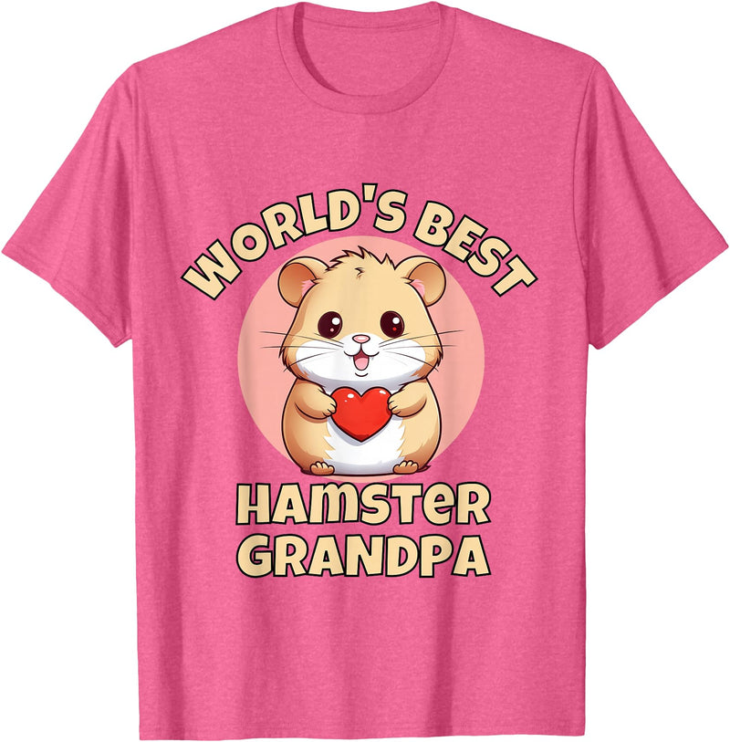 Cute World's Best Hamster Grandpa Grandfather T-Shirt - Pink Heather