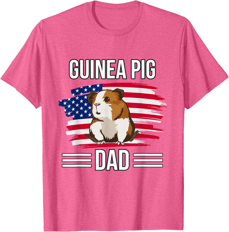 Funny Guinea Pigs Outfits Cavy US Flag 4th Of July Father's Day Guinea Pig Dad T-Shirt - Pink Heather
