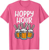Hoppy Bunny Rabbit Ear Funny Happy Easter Day Men Women T-Shirt in Pink Heather