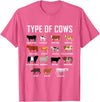 COW Designs By ShirtZilla Types of Cows Shirt Farmer Tee Shirt Costume Cow T-Shirt - Pink Heather