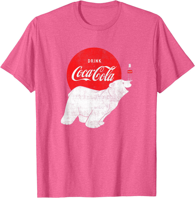 Coca-Cola Polar Bear Bottle Balance T-Shirt - Pink Heather