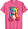 Cute Teddy Bear I Teddy Art I Kids Teddy Bear Colorful Teddy Bear T-Shirt - Pink Heather