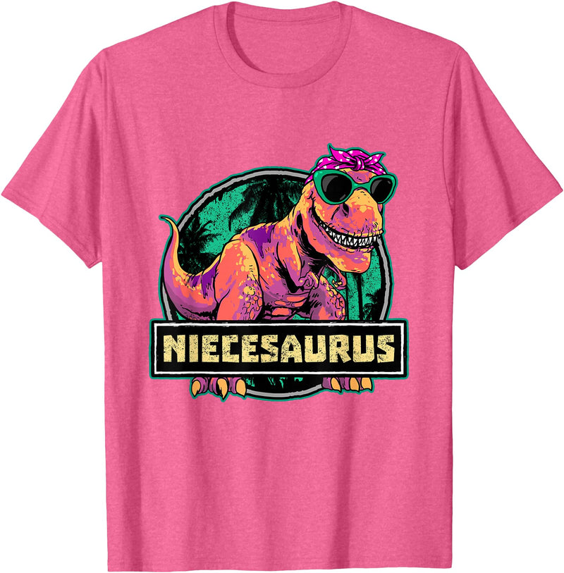 Wowsome! Niece Shirt Niecesaurus Matching Dinosaur Birthday Party T-Shirt - Pink Heather