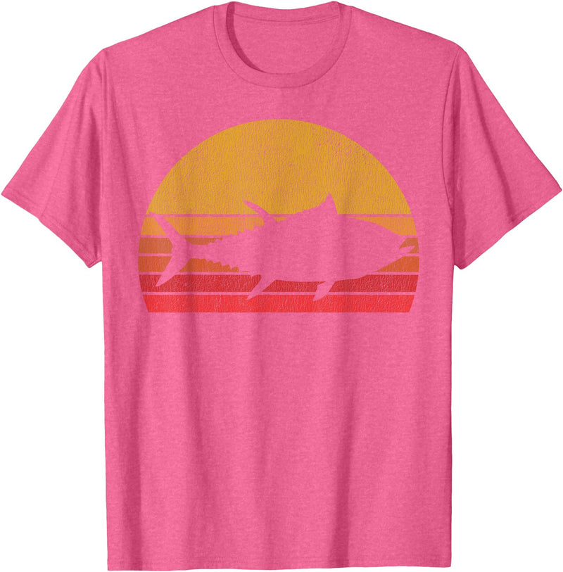 Tuna Fishing Apparel Co. Tuna Fishing Retro Sunset Bluefin Fisherman T-Shirt - Pink Heather