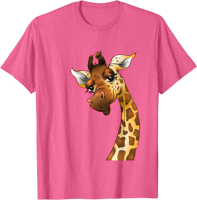 Funny giraffe t-shirt animal love zoo and safari Love giraffe Women wildlife giraffe Lovers tee for kids girl T-Shirt - Pink Heather