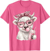 Cute Highlander Cow Lover Designs Scottish Highland Cow Eating Bubblegum T-Shirt - Pink Heather