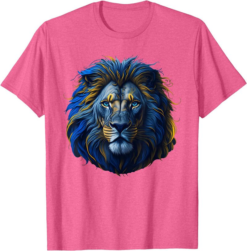 Lions, Astrology And Horoscope Tees Lion colorful lions King Of Animals From Africa T-Shirt - Pink Heather