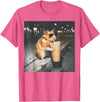 Hamster Drinking Iced Coffee Funny Animal Meme Men Women T-Shirt - Pink Heather
