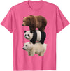 Funny Stacked Bear Panda Polar Bear Animal We Bears Realistic Stacked Bares Meme Animal T-Shirt - Pink Heather