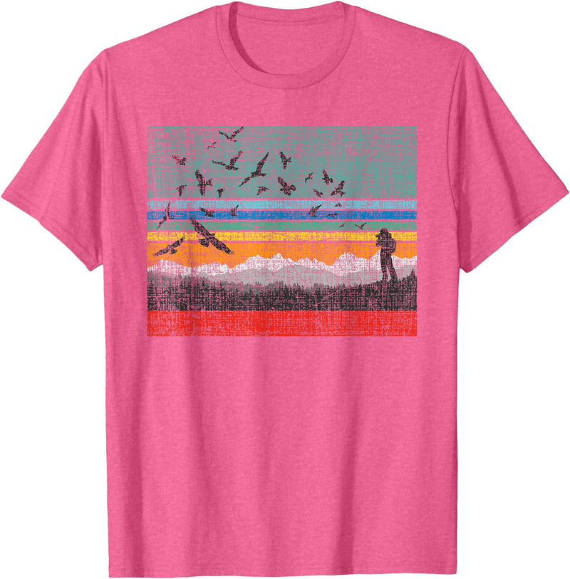 Birding & Bird Lover Shirts Retro Birding Bird Watching Bird Watcher Birder T-Shirt Small - Pink Heather
