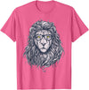 Wise Animal Cool Lion in Glasses Hipster Funny Nerd Humor T-Shirt - Pink Heather