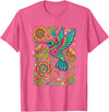 FolkFlight Design Co Bird Hummingbird Floral Folk-Art Colorful T-Shirt - Pink Heather