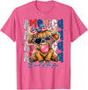 Cute Cow Creations Highland Cow 4th of July, Patriotic Cowgirl Bow Design T-Shirt - Pink Heather