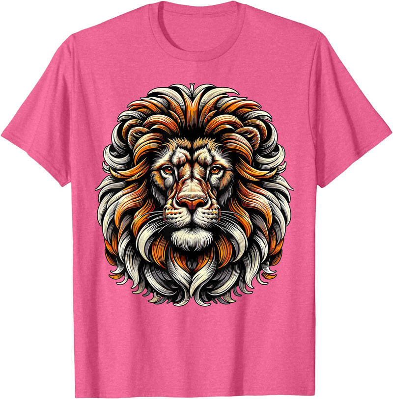 Lion Lover Face Wild Animal Lion Face Animal Lion T-Shirt - Pink Heather