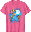 Animals howling blue 3 Giraffe Howling at The Moon Colorful Blue T-Shirt - Pink Heather