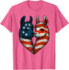 Fourth of July Clothing Co. Patriotic Llamas Heart American Flag 4th of July Graphic T-Shirt - Pink Heather