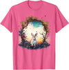 Mountain Woodland Animals Cute Rabbit Nature Floral T-Shirt in Pink Heather