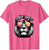 Fashionable Animals Wearing Pink Bandanas Lion Wearing a Pink Bandana Headband and Sunglasses T-Shirt - Pink Heather