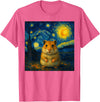 Hamster Starry Night Van Gogh Art for Men Women Kids T-Shirt - Pink Heather