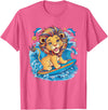 Cute Lion surfing gifts Cute Surfing Lion Riding the Waves T-Shirt - Pink Heather