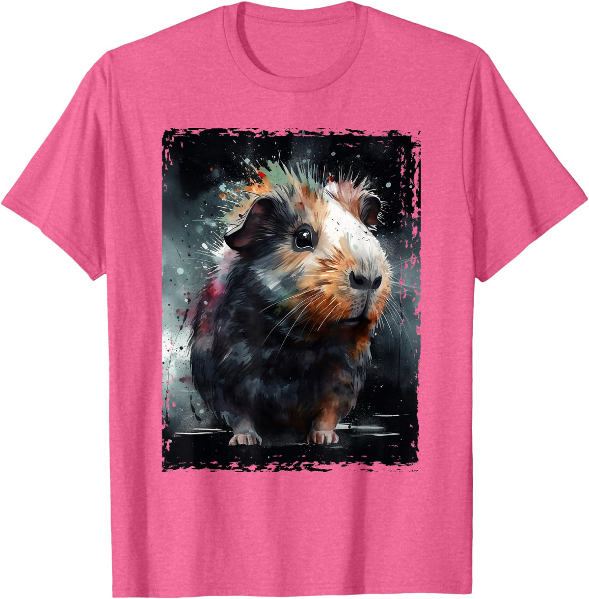 Guinea Pig Lovers Guinea Pig Tees Guinea Pig Shirt Furry Potato Watercolor Guinea Pig Funny T-Shirt - Pink Heather
