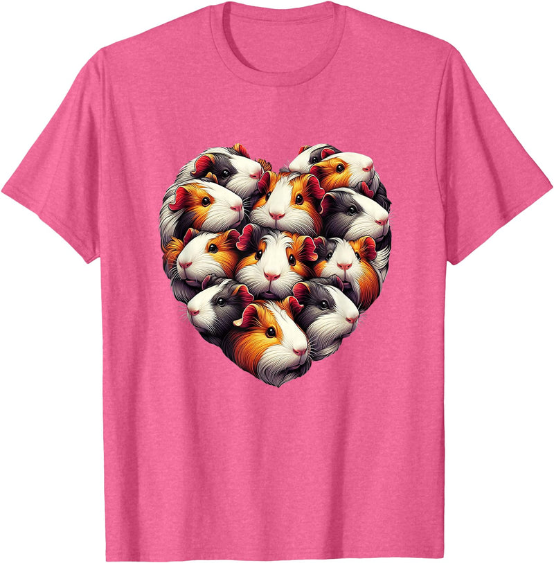 Guinea pigs Artwork Co by MNI Guinea pigs Love Heart of Kids women Teen Girls T-Shirt - Pink Heather